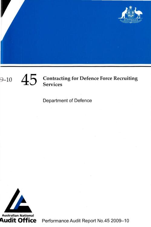 Contracting for Defence Force recruiting services : Department of Defence / the Auditor-General