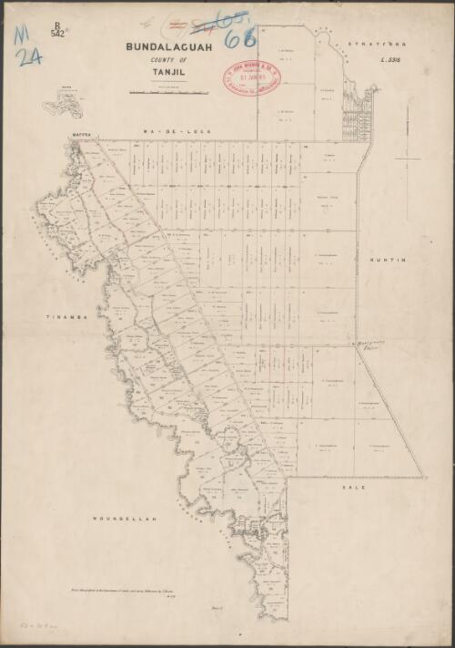 Bundalaguah, County of Tanjil [cartographic material] / photo-lithographed at the Department of Lands and Survey Melbourne by J. Noone