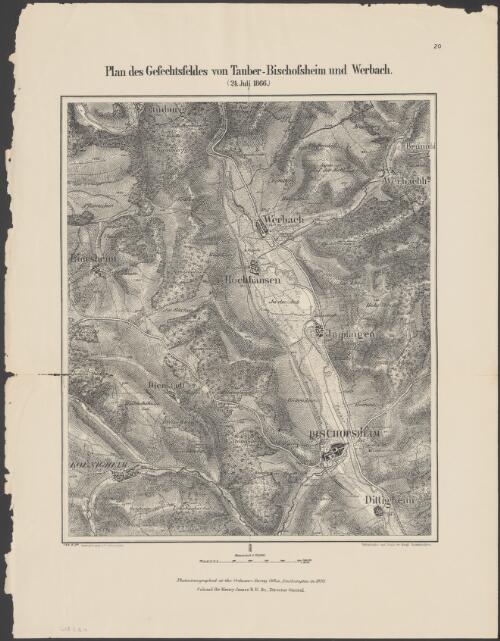Plan des Gefechtsfeldes von Tauber-Bischofsheim und Werbach [cartographic material] : (24 Juli 1866)
