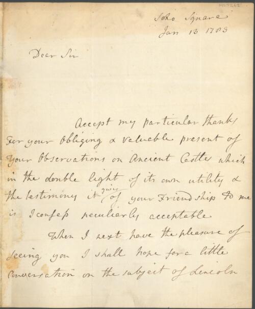 Letter [manuscript]: to Edward King, John Street, Bedford Row 1783 Jan. 13