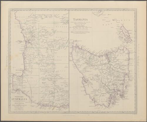 Western Australia containing the settlements of Swan River and King George's Sound ; Tasmania [cartographic material] / from Surveys sent to the Colonial Office and by Surveyor General Rowe ; published under the Superintendence of the Society for The Diffusion of Useful Knowledge, from MS ... Colonial Office ... Surveys of George Frankland Surv. Gen. ; J. & C. Walker Sculp