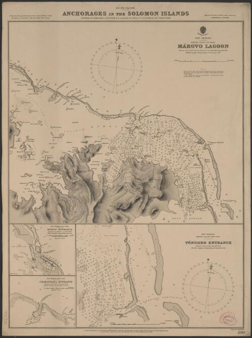 Anchorages in the Solomon Islands [cartographic material] / surveyed by A.F. Balfour ... H.M. Surveying ship Penguin 1894 ; engraved by Edwd. Weller