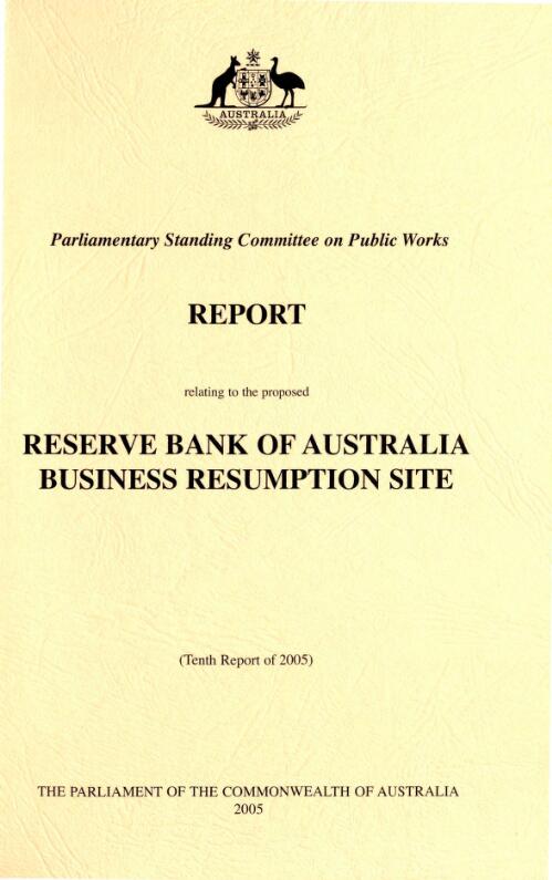 Reserve Bank of Australia business resumption site / Parliamentary Standing Committee on Public Works