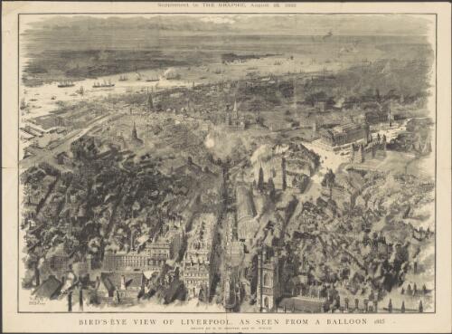 Bird's-eye view of Liverpool as seen from a balloon 1885 [cartographic material] / drawn by H.W. Brewer and W. Wylie