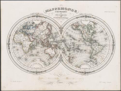 Mappemonde en deux hemispheres [cartographic material] / dressee et dessinee sous la direction de Mr. J.G. Barbie du Bocage