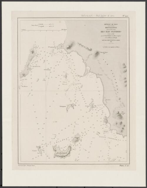 Detroit de Bass [cartographic material] : mouillages sur la cote ouest des Iles Flinders, leves en 1843 / par le C'ne. J.L. Stokes de la Marine Anglaise et les Officiers du Beagle