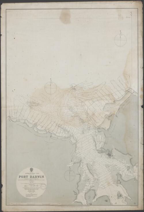 Australia - North coast, Port Darwin [cartographic material] / surveyed by Commander R.F. Hoskyn, R. N., assisted by Lieut'ts. F.W. Keary, H. Swire, A.C. Williamson, W.C.B. Johnson and Sub Lieut't G.A. Heyman, H. M. S. Myrmidon, August 1885 ; engraved by Davies & Company