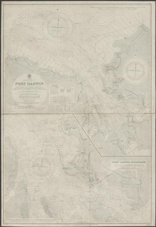Australia - North coast, Port Darwin [cartographic material] / from a survey by Lieut-Comm'r. Harry T. Bennett, D. S. O., R. N. and the officers of H. M. Australian surveying ship "Geranium" 1925, with additions from a survey by Comm'r. R.F. Hoskyn, R. N., and the officers of H. M. S. "Myrmidon" 1885