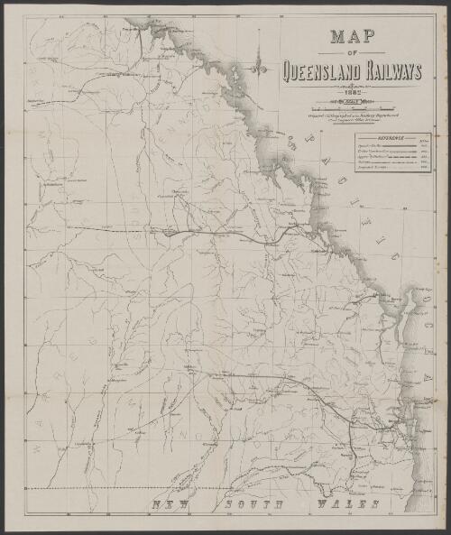 Map of Queensland railways [cartographic material] / prepared & lithographed at the Railway Department, Chief Engineers Office