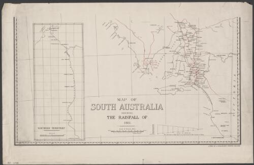 Map of South Australia showing the rainfall of 1881 [cartographic material] / compiled by W.H. Abbott, under the direction of Chas. Todd, C.M.G. F.R.A.S. Government Astronomer
