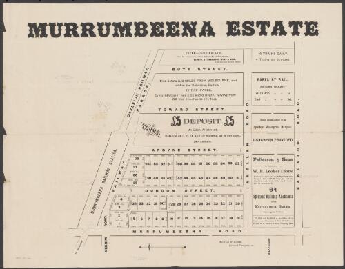 Murrumbeena Estate [cartographic material] / Patterson & Sons in conjunction with W.R. Looker & Sons