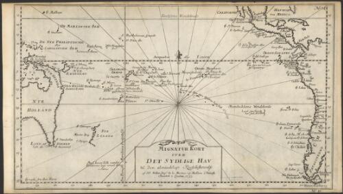 Mignatur kort over det sydlige hav til den almindelige reijsebeskrivelse [cartographic material] / af hr Bellin ingr. de la marine, og medlem i Vidensk Societet i London 1753