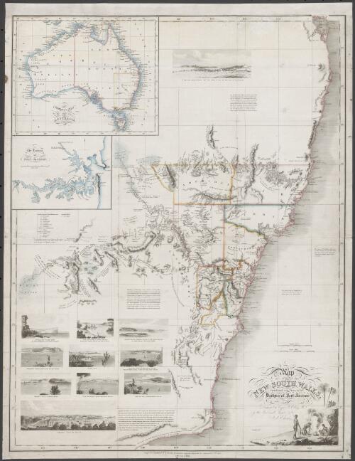 Map of part of New South Wales [cartographic material] : embellished with views in the harbour of Port Jackson / dedicated to Captn. P.P. King, R.N. by his obliged humble servant J. Cross
