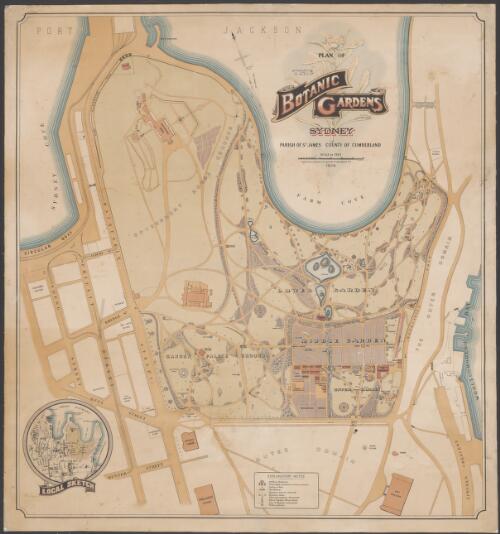 Plan of the Botanic Gardens, Sydney [cartographic material] : Parish of St. James, County of Cumberland / compiled, drawn and printed at the Department of Lands, Sydney N.S.W