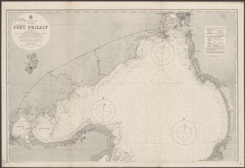 Australia - south coast, Victoria, Port Phillip [cartographic material] / surveyed by Commander Henry L. Cox R.N. ; assisted by Thos. Bourchier, Master, J.G. Boulton, Master's Asst. R.N. & Mr. P.H. McHugh 1864 ... corrections in the south & west channels by Staff Comr. H.J. Stanley R.N. 1874