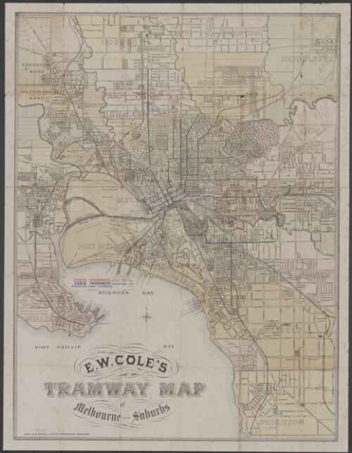 E.W. Cole's tramway map of Melbourne and suburbs [cartographic material]