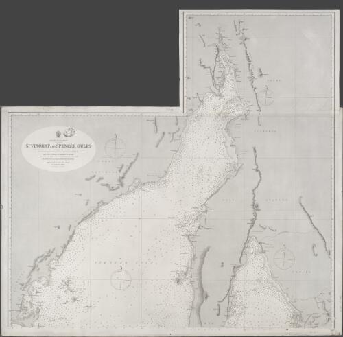 South Australia, St. Vincent and Spencer Gulfs [cartographic material] / surveyed by Commander J. Hutchinson, R.N. [i.e. Hutchison] & Staff Commr. F. Howard, R.N., Navg. Lieutt, M.S. Guy, Navg. Sub-Lieuts. W.N. Goalen & H. Roxby, R.N., 1863-73 ; drawn by A.J. Boyle, Hydrographic Office ; engraved by Edwd. Weller