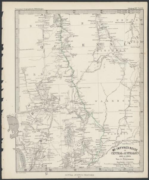 McIntyre's reise in Central-Australien, 1865 & 1866 [cartographic material] / von A. Petermann