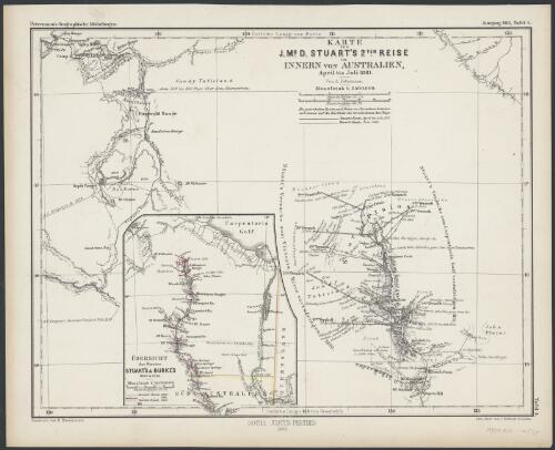 Karte von J. Mc. D. Stuart's 2ter. reise im innern von Australien, April bis Juli 1861 [cartographic material] / von A. Petermann