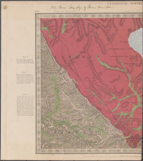 [Geological Survey of Victoria]. No. 13 : [S.W.], Part of Harcourt, Part of Sutton [Grange] [cartographic material] / surveyed ... under the direction of Alfred R.C. Selwyn, Govt. Geologist ; [C.D.H. Aplin & George Ulrich, Assistants ; J.L. Ross & James D. Brown, engraver ; hills by D. Tulloch ; J. Wilkinson, draughtsman ; Joseph Pittman, colorist ; Frederick McCoy, palaeontologist]