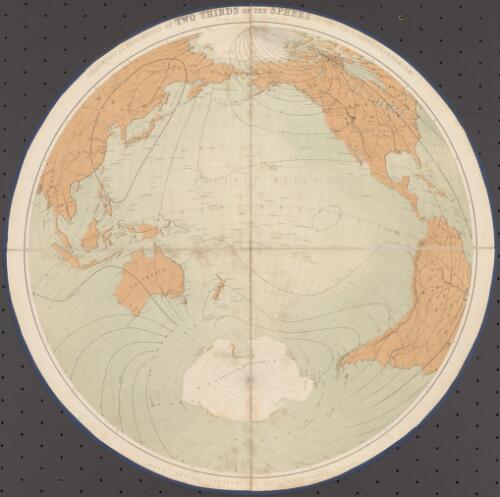 Geometrical projection of two thirds of the sphere [cartographic material] : (Pacific Ocean central) / by Coll. Sir H. James