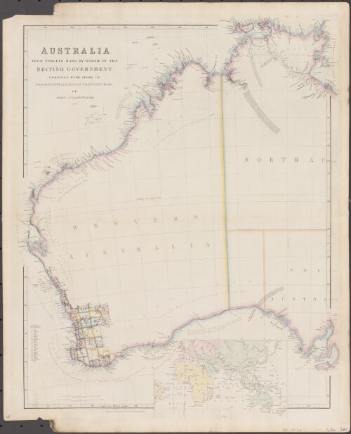 Australia from surveys made by order of the British Government [cartographic material] : combined with those of D'Entrecasteaux, Baudin, Freycinet, &c., &c. / by John Arrowsmith