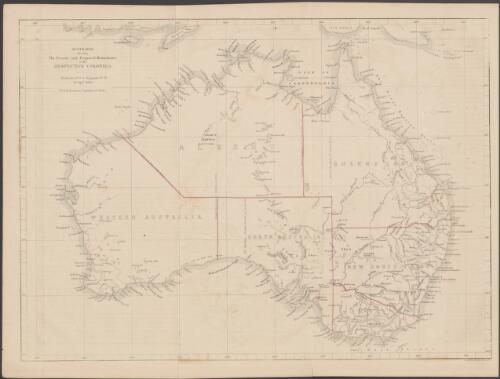 Australia, showing the present and proposed boundaries of the respective colonies [cartographic material] : [originally issued as] Enclosure no. 2 in Dispatch no. 79, 30 Sept. 1860, Sir G.E. Bowen to Secretary of State