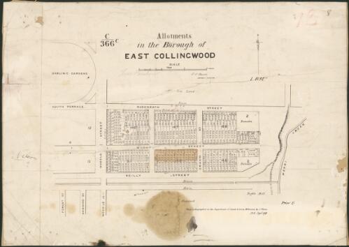 Allotments in the Borough of East Collingwood [cartographic material] / surveyed by T. S. Parrott, contract surveyor
