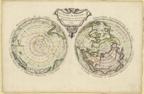 Le globe terrestre : vû en convêxe par les deux poles, l'equateur servant d'horison, 1769 / Moithey Ing. del. et sculp. ; Herault scrip