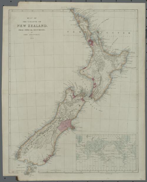 Map of the colony of New Zealand from official documents [cartographic material] / by John Arrowsmith 1851