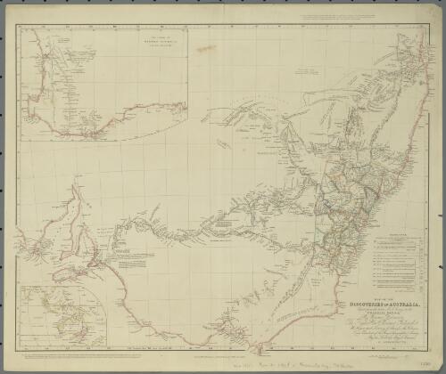 Map of the discoveries in Australia [cartographic material] : copied from the latest M.S. surveys in the Colonial Office / By permission dedicated to the Right Hon.ble Viscount Goderich, H.M. principal Secretary of State for the Colonies, and President of the Royal Geographical Society, by his Lordships obliged servant J. Arrowsmith