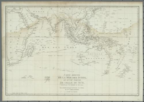 Carte reduite de la mer des Indes et d'une partie de celle du Sud [cartographic material] / dressee par J.D. Barbie du Bocage ; Dien scripsit ; D'Houdan sculpsit