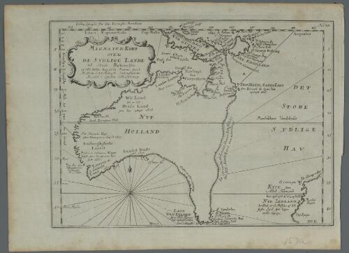 Mignatur kort over de sydlige lande [cartographic material] / ... Hr. Bellin ... 1753 ; I Haas sc