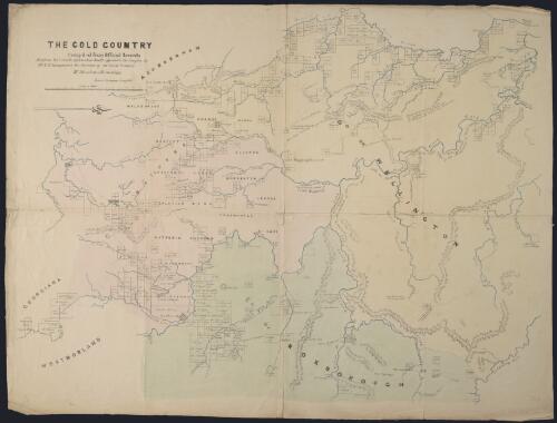 The gold country [cartographic material] / compiled from official records and from the valuable information kindly afforded to the compiler by Mr. E.H. Hargraves, the disoverer [i.e. discoverer] of the gold country ; W. Meadows Brownrigg, Land Surveyor compiler