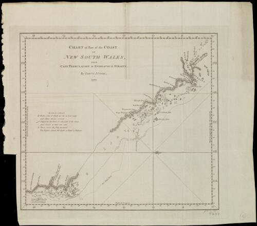 Chart of part of the coast of New South Wales, from Cape Tribulation to Endeavour Straits [cartographic material] / by Lieut. J. Cook