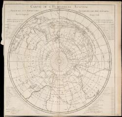 Carte de l'hemisphere Austral montrant les routes des navigateurs les ...