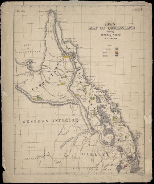 Map of Queensland shewing mineral areas [cartographic material] / by R. Daintree