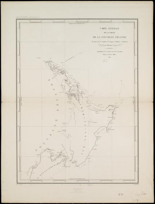 Carte generale de la partie de la Nouvelle Zelande, reconnue par le Capitaine de Fregate Dumont D'Urville [cartographic material] / dressee par Mr. Lottin, Enseigne de V'au