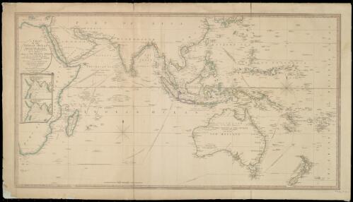 A chart of the Indian Ocean [cartographic material] : improved from the chart of M. D'Apres De Mannevillette; with the addition of a part of the Pacific Ocean, as well as of the original tracks of the principal discoverers, or other navigators to India and China; and in which it has been attempted to give a chronological indication of the successive discoveries / by L.S. De La Rochette; engraved by J. Hatchett