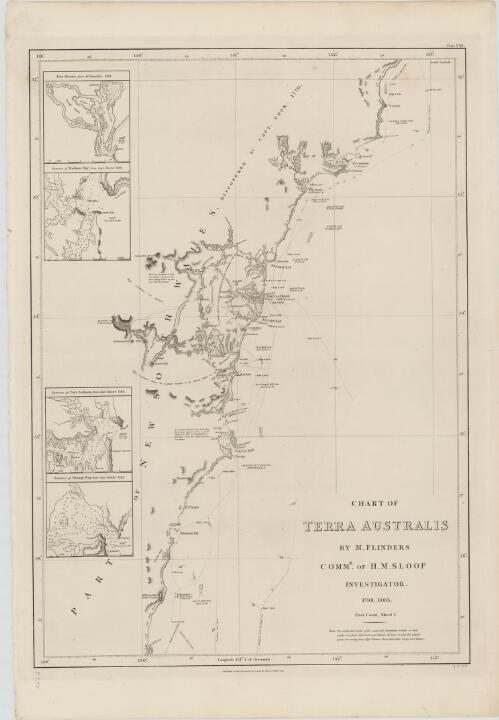 Chart of Terra Australis. Sheet I, East coast [cartographic material] / by M. Flinders, Commr. of H.M. Sloop Investigator, 1798-1803