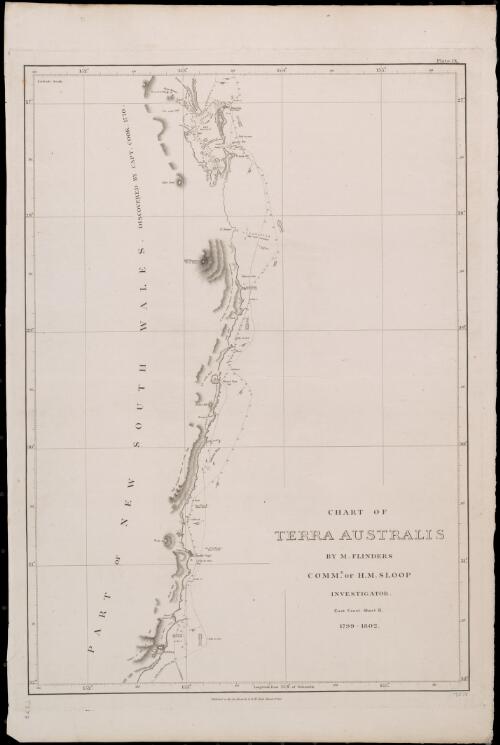 Chart of Terra Australis. Sheet II, East coast [cartographic material] / by M. Flinders, Commr. of H.M. Sloop Investigator, 1799-1802