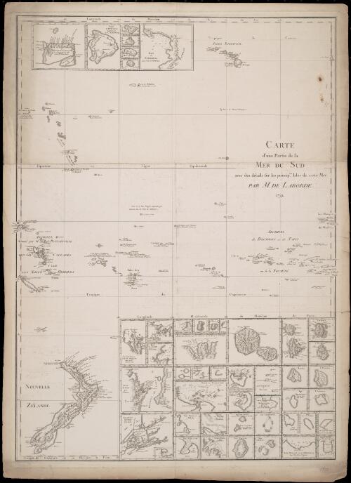 Carte d'une partie de la Mer du Sud avec des details sur les principles isles de cette mer [cartographic material] / par Mr. de Laborde