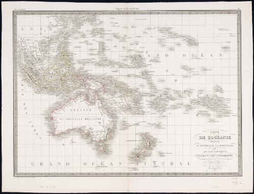 Carte de l'Oceanie contenant l'Australie, la Polynesie et les iles Asiatiques [cartographic material] / dressee par A. Lapie, 1er Geographe du Roi et M. Lapie, fils, Geographe de S.A.R.M. le Dauphin