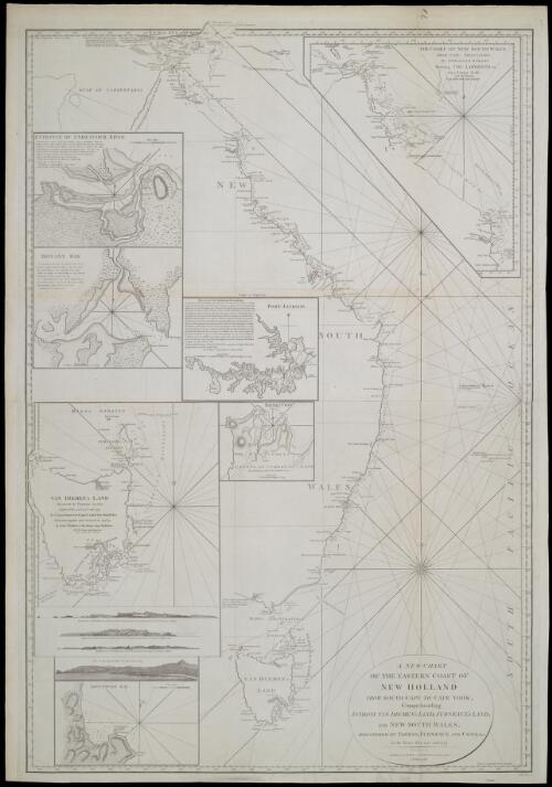 A new chart of the eastern coast of New Holland from South Cape to Cape York [cartographic material] : comprehending Anthony Van Diemen's Land, Furneaux's Land and New South Wales, discovered by Tasman, Furneaux and Cook & ca. in the years 1642, 1770 and 1773