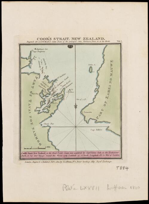 Cook's [i.e. Cook] Strait, New Zealand [cartographic material] / engrav'd for Luffman's Select plans of the principal cities, harbours, ports &c. in the world