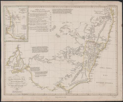 Karte von dem sudostlichen Theile Australia's zur Ubersicht der Entdeckungen im innern von Neu Sud Wales bis zum Jahre 1832 [cartographic material] / H. Bgs