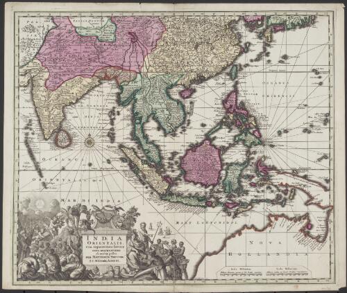 India orientalis cum adjacentibus insulis nova delineatione ob oculos posita [cartographic material] / per Matthaeum Seutter, S.C.M. Geogr