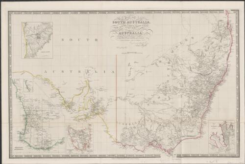 Map of South Australia, New South Wales, Van Diemens Land, and settled parts of Australia [cartographic material] / respectfully dedicated to Major Sir T.L. Mitchell Kt. D.C.L. F.G.S. &c Surveyor General of New South Wales by ... James Wyld, Charing Cross East