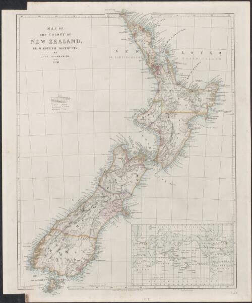 Map of the colony of New Zealand from official documents [cartographic material] / by John Arrowsmith 1858
