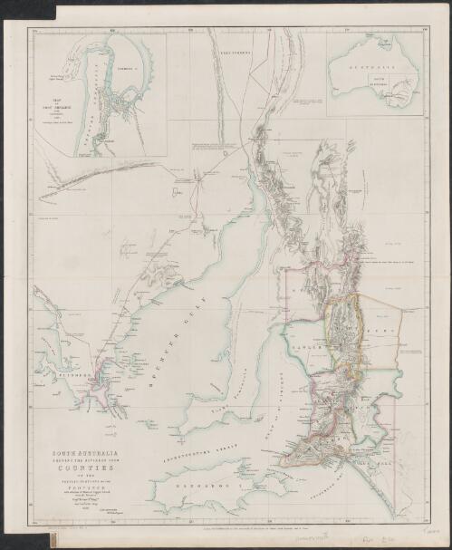 South Australia shewing the division into counties of the settled portions of the province with situation of mines of copper & lead [cartographic material] : from the survey of Captn. Frome Rl. Engrs. Survr. Genl. of the Colony 1858 / John Arrowsmith 10 Soho Square